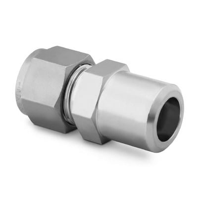 Stainless Steel Swagelok Tube Fitting, Bored-Through Male Connector, 3/8 in. Tube OD x 3/8 in. Male Pipe Weld