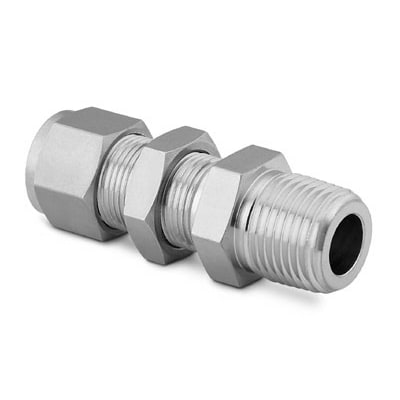 Stainless Steel Swagelok Tube Fitting, Bulkhead Male Connector, 3/8 in. Tube OD x 1/2 in. Male NPT