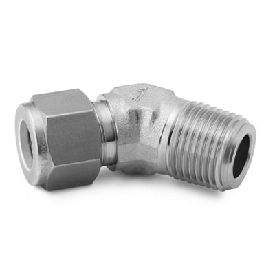 Stainless Steel Swagelok Tube Fitting, 45° Male Elbow, 3/8 in. Tube OD x 3/8 in. Male NPT