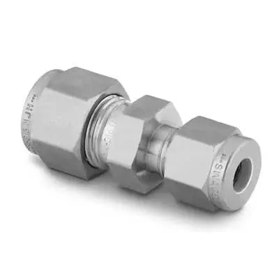 Stainless Steel Swagelok Tube Fitting, Bored-Through Reducing Union, 3/8 in. x 1/8 in. Tube OD