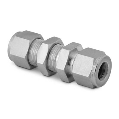 Stainless Steel Swagelok Tube Fitting, Bored-Through Bulkhead Union, 3/8 in. Tube OD