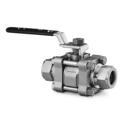 Stainless Steel 3-Piece 60 Series Ball Valve, Reinforced PTFE Seats, 3/4 in. Swagelok Tube Fitting
