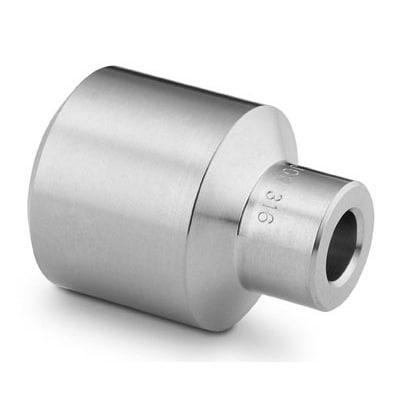 316 Stainless Steel Pipe Weld to Tube Socket Weld Adapter, 1/2 in. Pipe x 3/8 in. Tube Socket