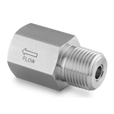 Stainless Steel Snubber / Gauge Protector, 1/2 in. Female NPT x 1/2 in. Male NPT, Water, Light Oils from 75 to 250 SUS