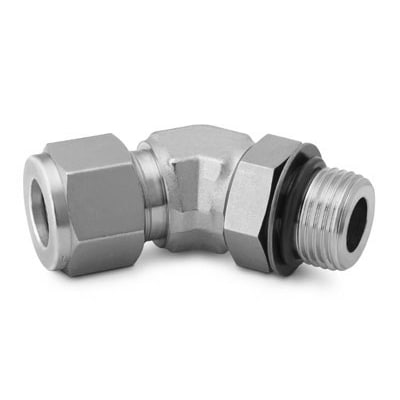 Stainless Steel Swagelok Tube Fitting, 45° Positionable Male Elbow, 1/2 in. Tube OD x 3/4-16 SAE/MS Straight Thread