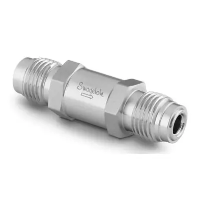 Stainless Steel Poppet Check Valve, Fixed Pressure, 1/2 in. Swagelok VCR Face Seal Fitting, 1/3 psig (0.03 bar)