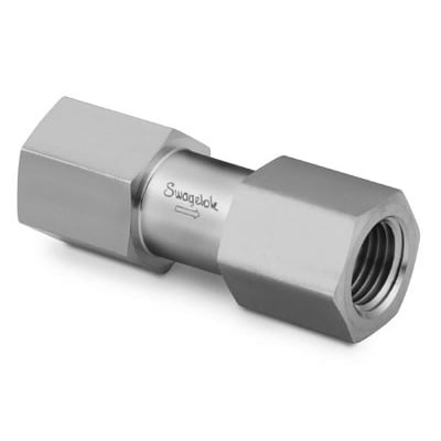 Swagelok Stainless Steel Poppet Check Valve, Fixed Pressure, 1/2 in. FNPT, 1 psig (0.07 bar)