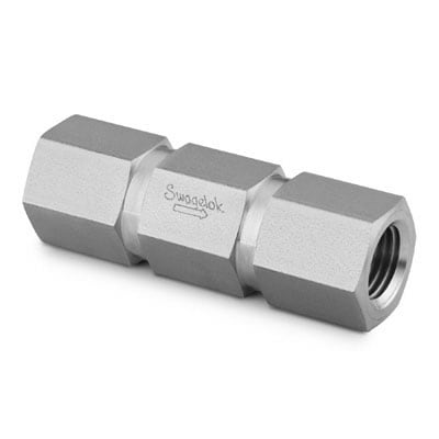 Stainless Steel 1-Piece Poppet Check Valve, Fixed Pressure, 1/2 in. FNPT, 1 psig (0.07 bar)