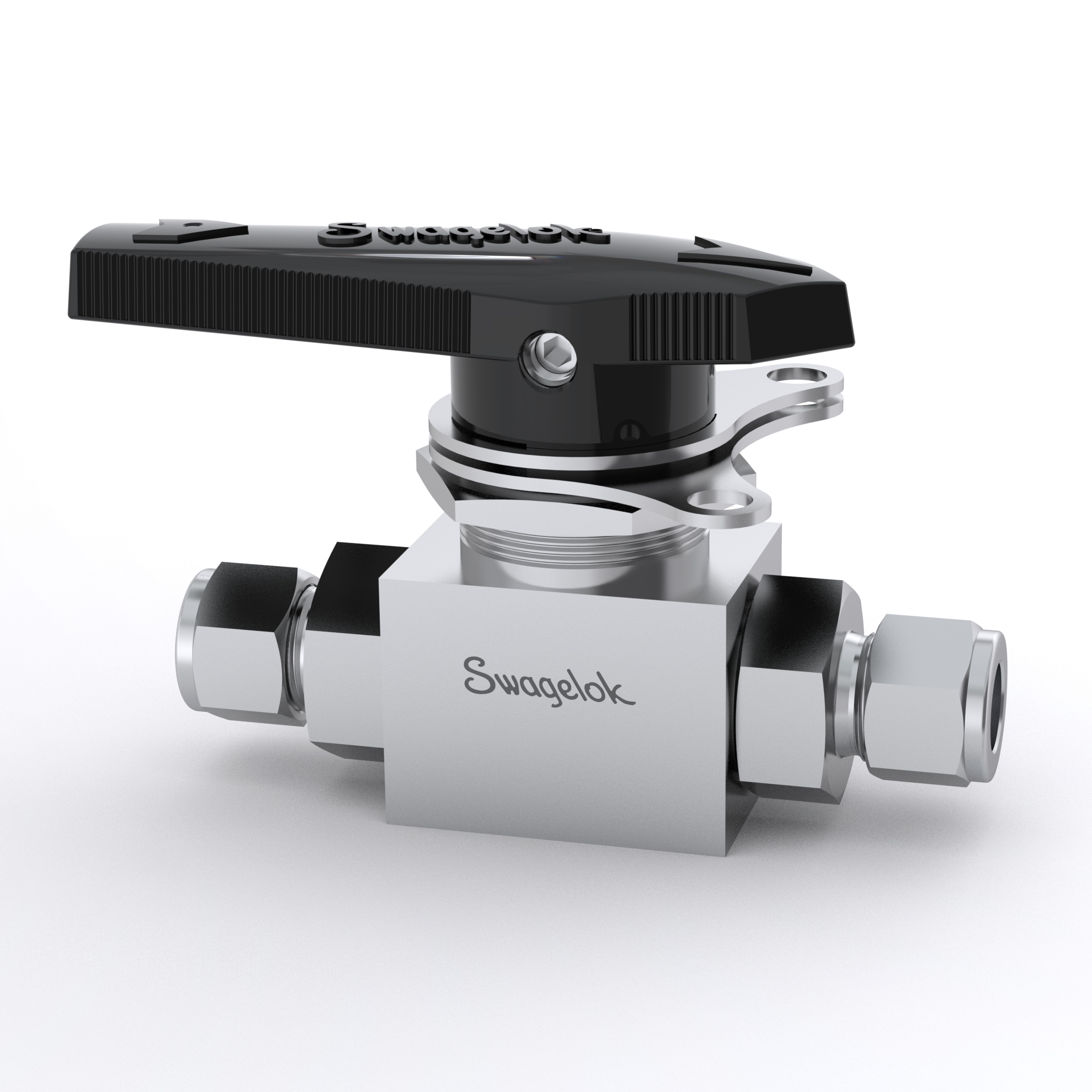 Stainless Steel 3-Piece High Pressure Alternative Fuel Service Ball Valve, 1/2 in. Swagelok Tube Fitting, Locking Bracke