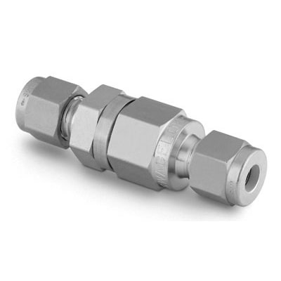 Stainless Steel Poppet 6000 psig (413 bar) Check Valve, 1/2 in. Swagelok Tube Fitting, 1 psig (0.07 bar), Buna N O-Ring