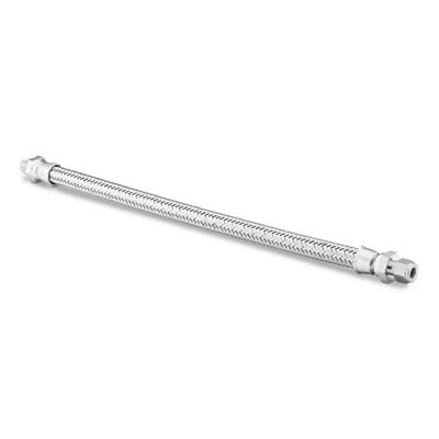 316L Stainless Steel Convoluted (FM) Hose, 1/4 in., 316L Stainless Steel Braid, 1/4 in. Tube Fitting x 1/4 in. Male NPT,