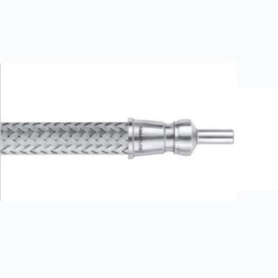 316L Stainless Steel Convoluted (FM) Hose, 1/4 in., 316L Stainless Steel Braid, 1/4 in. Tube Adapters, 12 in. (30.5 cm)
