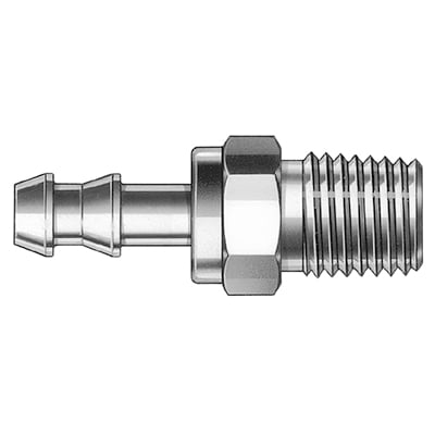 Swagelok Multi-Purpose Push-On Hose End Connection, 3/8 in. Stainless Steel Male NPT, 3/8 in. Hose Size