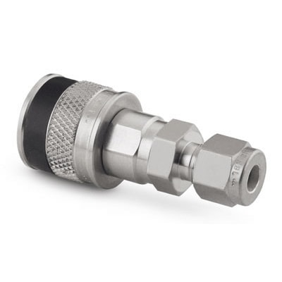Stainless Steel Instrumentation Quick Connect Body, 0.2 Cv, 1/4 in. Swagelok Tube Fitting, Black Key
