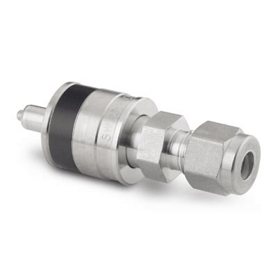 Swagelok Stainless Steel Instrumentation Quick Connect Stem with Valve, 1/2 in. Swagelok Tube Fitting, Black Key (QC8 Series)