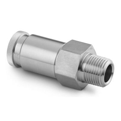 Swagelok Stainless Steel PTFE Sealed Quick Connect Stem with Valve, 0.2 Cv, 1/4 in. Male NPT