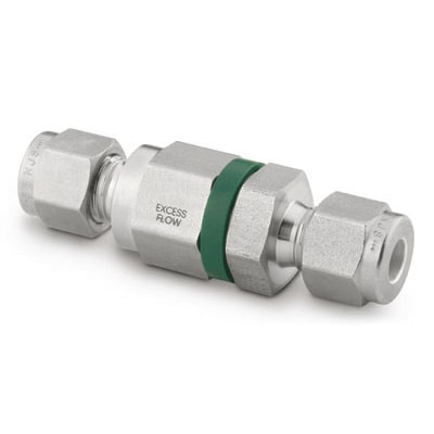 Swagelok Stainless Steel Excess Flow Valve, 1/4 in. Swagelok Tube Fitting, 1 gal/min (3.8 L) Spring