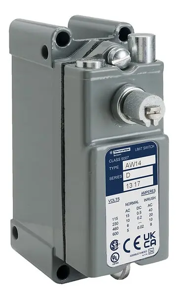 Telemecanique 9007AW18 — Limit switch, 9007, 600 VAC 10amp aw +options