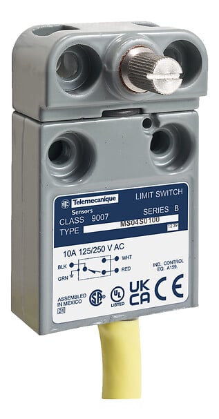 Telemecanique 9007MS04G0500 — Limit switch, 9007, ms rotary spring rtn. _ CW & CCW, 18' bottom cable