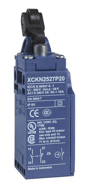 Telemecanique XCKN2127P20 XCKJ/XCKN Limit Switch 1NC+1NO roller lever IP65