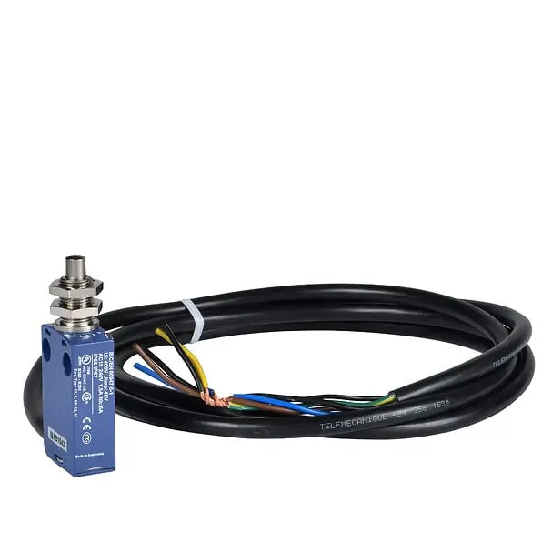 Telemecanique XCMD21F0L2 — Limit switch, Limit switches XC Standard, XCMD, M12 metal end plunger, 1NC+1 NO, snap, 2 m
