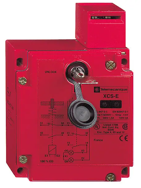 Telemecanique XCSE8512 — Safety switch, Telemecanique Safety switches XCS, metal XCSE, 3 NC, slow break, 2 entries tapped M20, 24 V