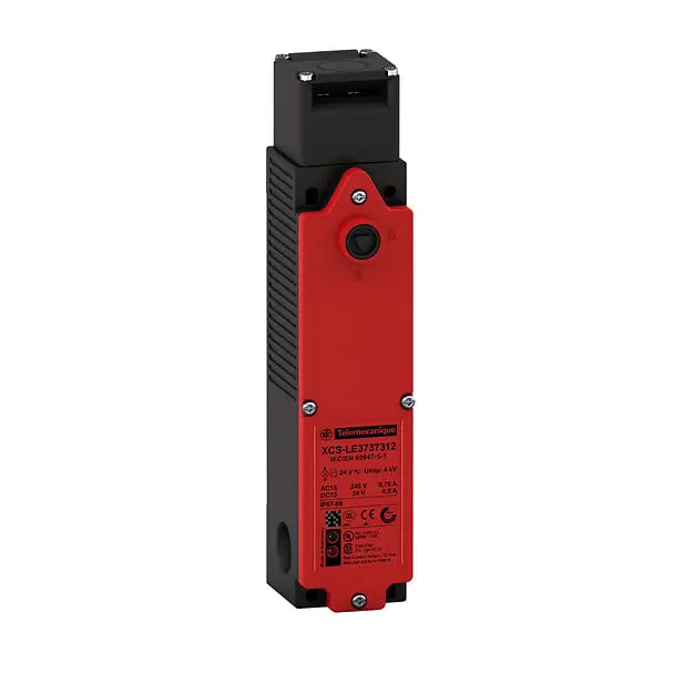 Telemecanique XCSLE2727332 — Safety switch, Telemecanique Safety switches XCS, plastic XCSLE, 4 NC, slow break, 3 entries tapped M20, 120 V