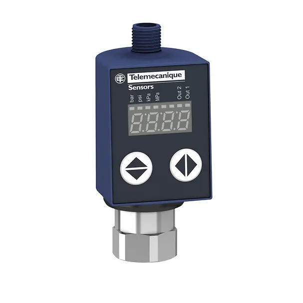 Telemecanique XMLR160M2P09 — Electronic pressure sensors, Pressure sensors XM, XMLR 160 bar, SAE 7/16 20UNF 2 B, 24 VDC, 2xPNP, M12