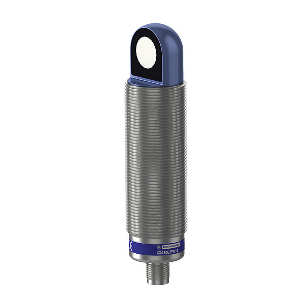 Telemecanique XXA30B2PM12 — Ultrasonic sensors XX, ultrasonic sensor, metal, cylindrical M30, angled, 2 m, PNP