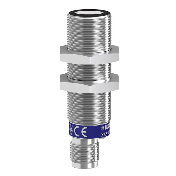Telemecanique XXS18S1PM12 — Ultrasonic sensors XX, ultrasonic sensor cylindrical M18, Sn=1 m, PNP, SYNC, connector M12