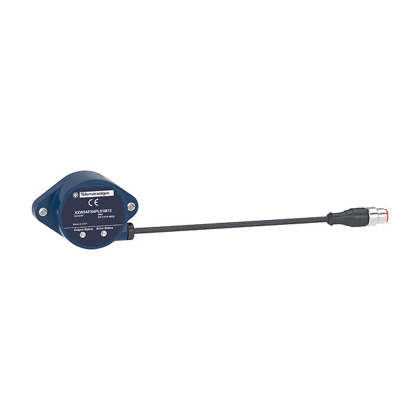 Telemecanique XXW54P3HPL01M12 — Ultrasonic sensor, plastic, Wide Beam Φ54, 3m, 0.5…4.5V+PNP, 0.15m cable + M12-5pin male connector