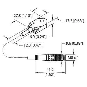 TURCK - BI3-Q06-AN6X2-0.3-PSG3M - 1620170 - FERRITE RECT. DC PIGTAIL M8