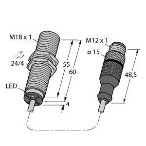 TURCK - BI5-M18E-AP6X-1-RS4T - 4614582 - FERRITE BARREL DC PIGTAIL M