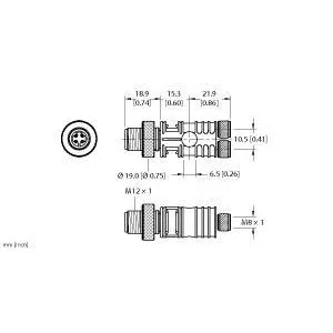 TURCK - VBRS 4.4-2SKM 3 - U0117-1 - SPLITTER/TEEM12EUROFAST