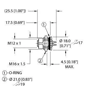 TURCK - FKFD46PT-P/M16 - "U2-31167 - RECEPT,M12POWERFAST"