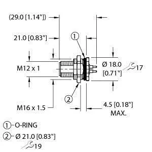 TURCK - FSFD46PT-P/M16 - "U2-31169 - RECEPT,M12POWERFAST"