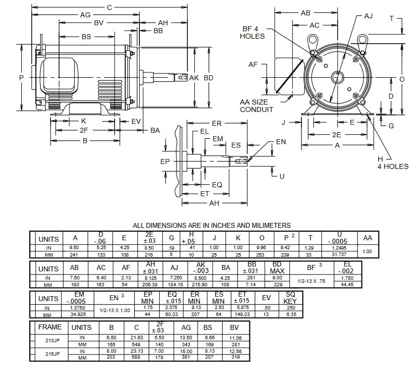 DJ7P2DP US Motors 7 1/2 hp 1800 RPM 3-phase 213JP 208-230/460V (ODP) Close-Coupled Pump Motor