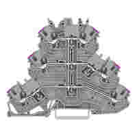Triple-deck terminal block; 6-conductor through terminal block; L; without marker carrier; suitable for Ex e II applications; internal commoning; conductor entry with violet marking; for DIN-rail 35 x 15 and 35 x 7.5; 1 mm²; Push-in CAGE CLAMP®; 1,00 mm²;