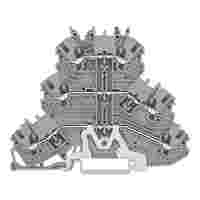 Triple-deck terminal block; Shield/through/through terminal block; 1 mm²; Shielding/L/L; without marker carrier; for DIN-rail 35 x 15 and 35 x 7.5; Push-in CAGE CLAMP®; 1,00 mm²; gray