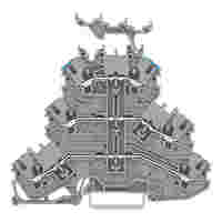 Triple-deck terminal block; Through/through/through terminal block; L/L/N; with marker carrier; suitable for Ex e II applications; Blue conductor entry upper deck; for DIN-rail 35 x 15 and 35 x 7.5; 1 mm²; Push-in CAGE CLAMP®; 1,00 mm²; gray