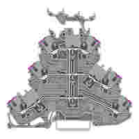 Triple-deck terminal block; 6-conductor through terminal block; L; with marker carrier; suitable for Ex e II applications; internal commoning; conductor entry with violet marking; for DIN-rail 35 x 15 and 35 x 7.5; 1 mm²; Push-in CAGE CLAMP®; 1,00 mm²; gr