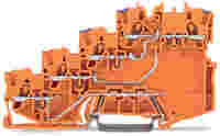 TOPJOB®S sensor terminal block; 2-pole;  with ground connection; internally commoned; rail mount; 4-conductor; 7 mm wide; orange