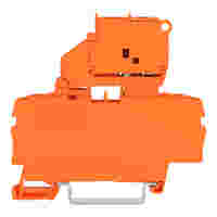 2-conductor fuse terminal block; with pivoting fuse holder; and end plate; for 5 x 20 mm miniature metric fuse; without blown fuse indication; for DIN-rail 35 x 15 and 35 x 7.5; 2.5 mm²; Push-in CAGE CLAMP®; 2,50 mm²; orange