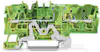WAGO TOPJOB®S ground terminal block; same profile as other 2002-17xx terminal blocks; rail mount; 3-conductor; 5.2 mm wide; green-yellow
