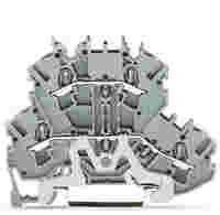 WAGO Double-deck terminal block; shield/through (Shield/L); rail mount; 2-conductor; 5.2 mm wide; gray