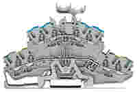 WAGO TOPJOB®S double-deck terminal block; ground/through (PE/N); with marker carrier; rail mount; 4-conductor; 5.2 mm wide; gray
