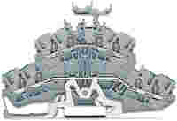 TOPJOB®S double-deck terminal block; ground/through (PE/L); with marker carrier; rail mount; 4-conductor; 5.2 mm wide; gray