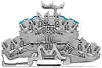 WAGO Double-deck terminal block; shield/through (Shield/L); with marker carrier; rail mount; 4-conductor; 5.2 mm wide; gray