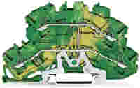 TOPJOB®S double-deck ground terminal block; internally commoned; same profile as other 2002-26xx terminal blocks; rail mount; 4-conductor; 5.2 mm wide; green-yellow