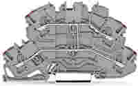 TOPJOB®S double-deck terminal block; internally commoned; same profile as other 2002-26xx terminal blocks; rail mount; 4-conductor; 5.2 mm wide; gray